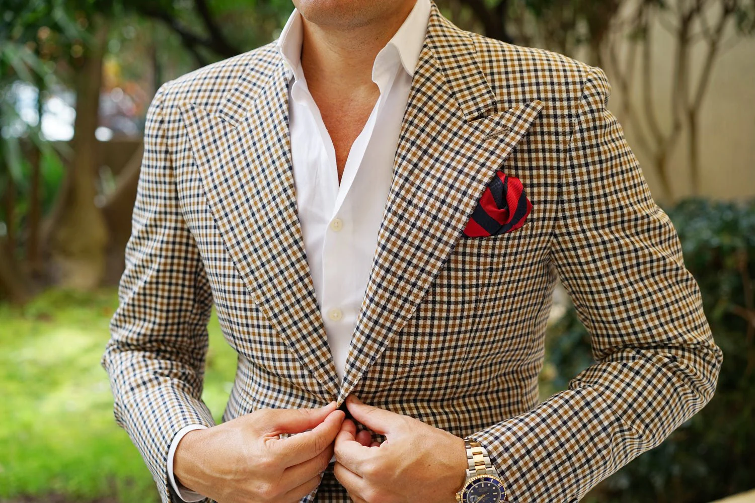 Canterbury Red & Navy Blue Striped Pocket Square - Image 3