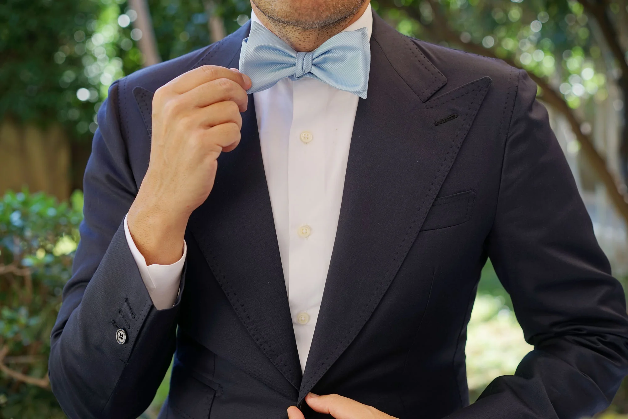 Capri Blue Twill Self Bow Tie - Image 6