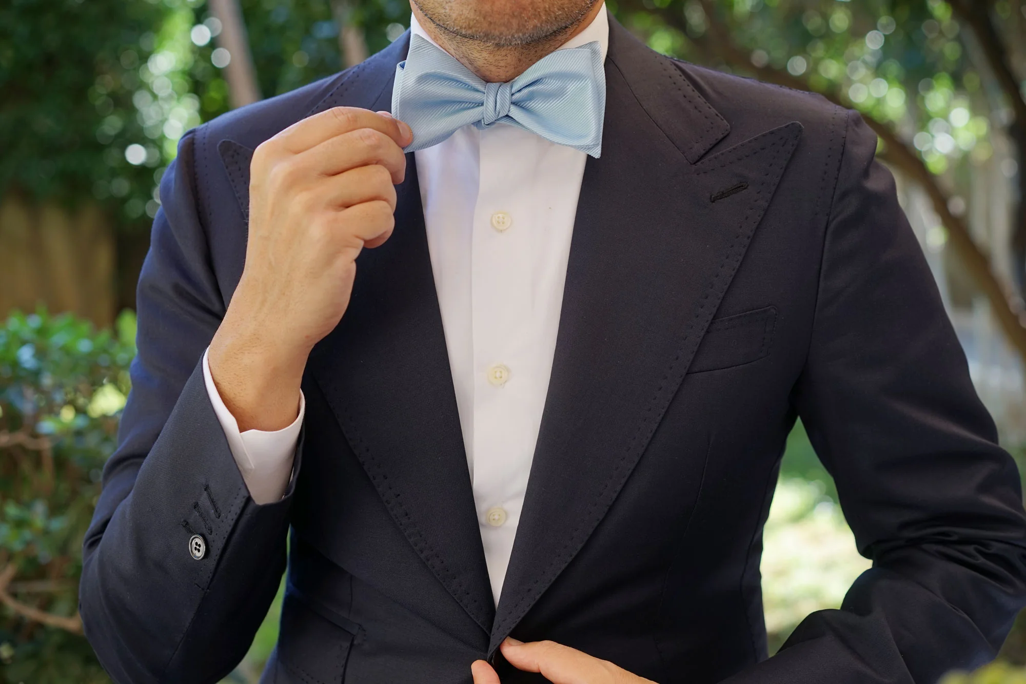 Capri Blue Twill Self Bow Tie - Image 9