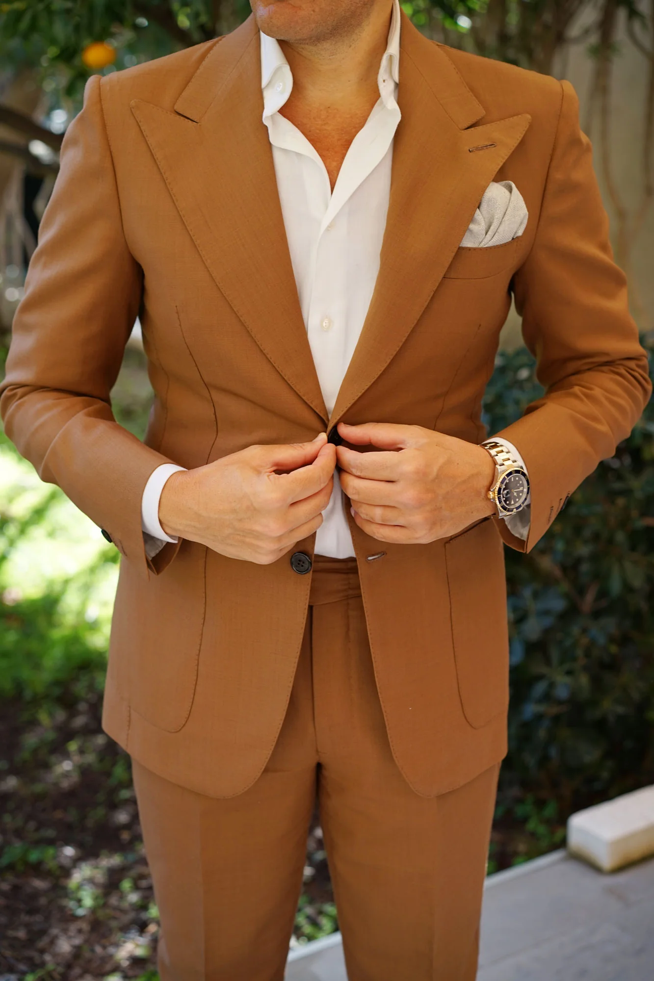 Capri Grey Tweed Striped Linen Pocket Square - Image 4