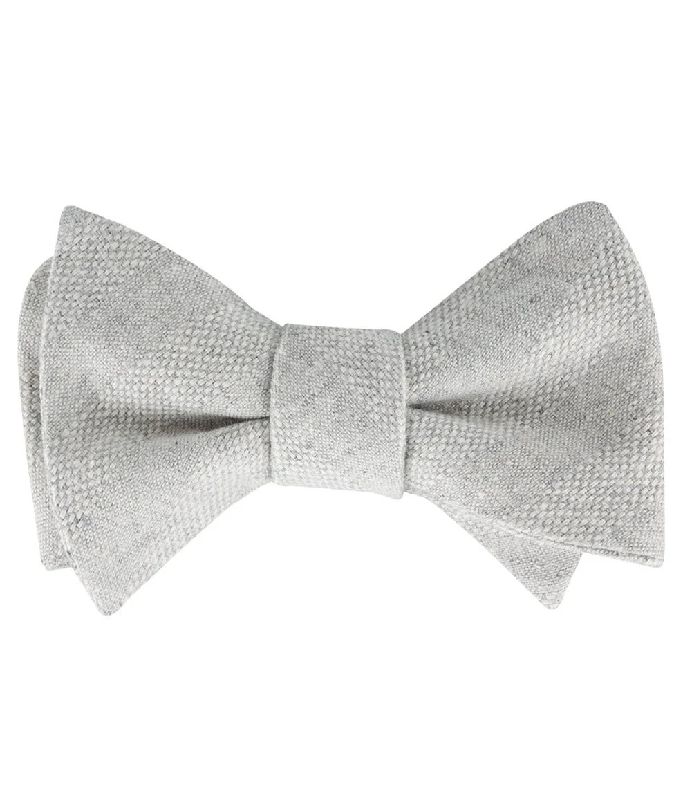 Capri Grey Tweed Striped Linen Self Bow Tie - Image 2