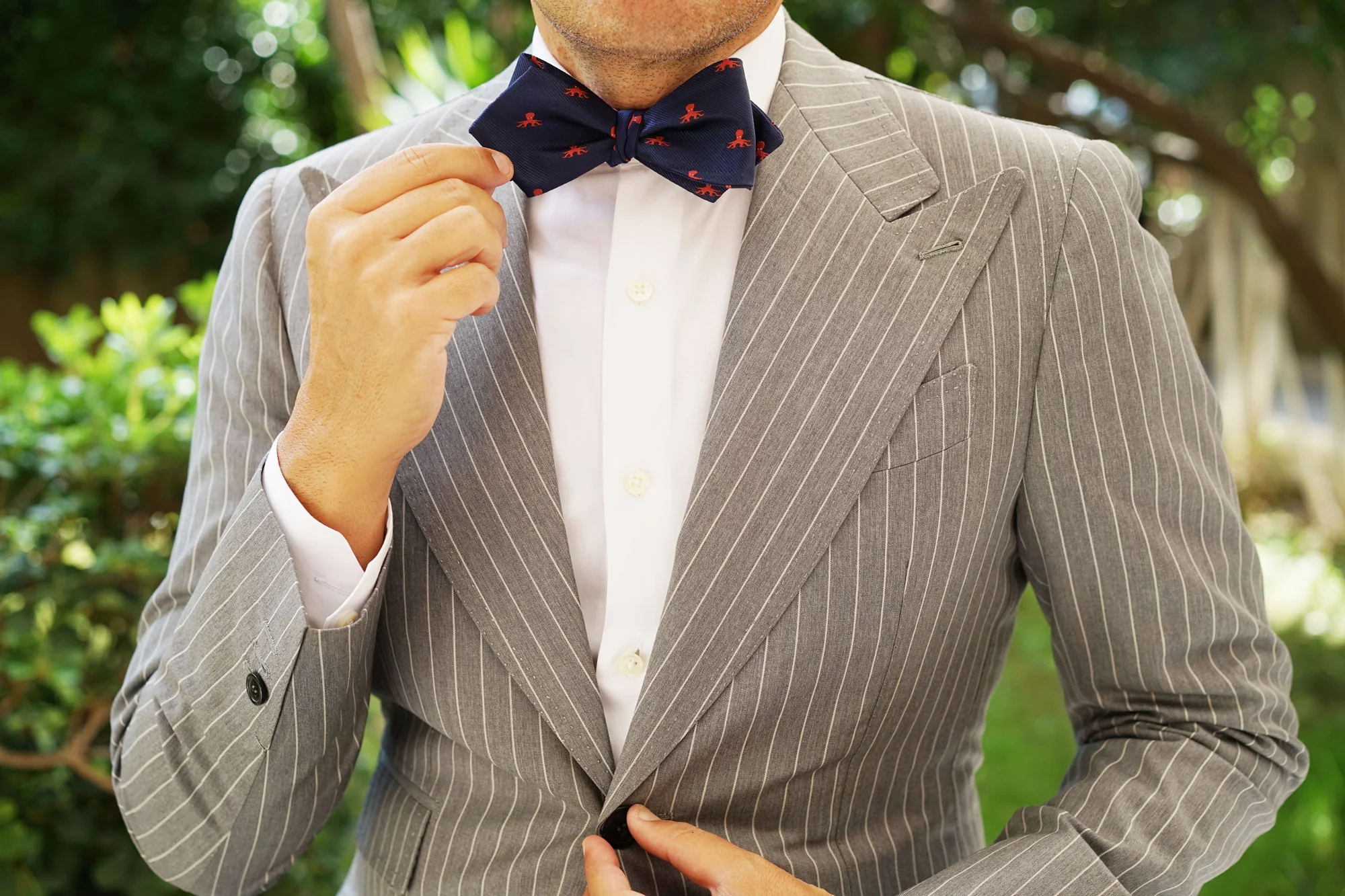 Caribbean Coral Octopus Diamond Self Bow Tie - Image 7