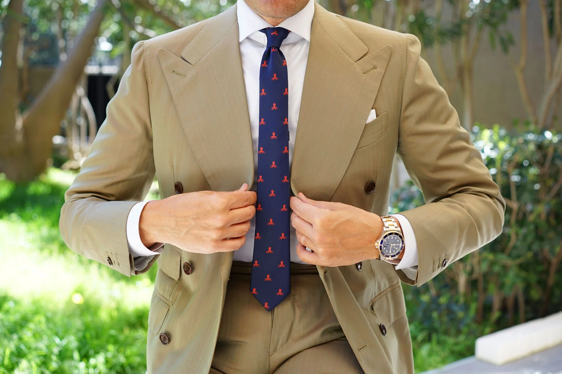 Caribbean Coral Octopus Skinny Tie - Image 4