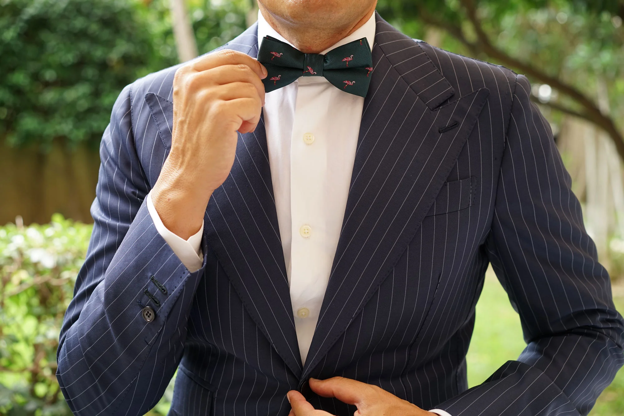 Caribbean Royal Green Flamingo Bow Tie - Image 6