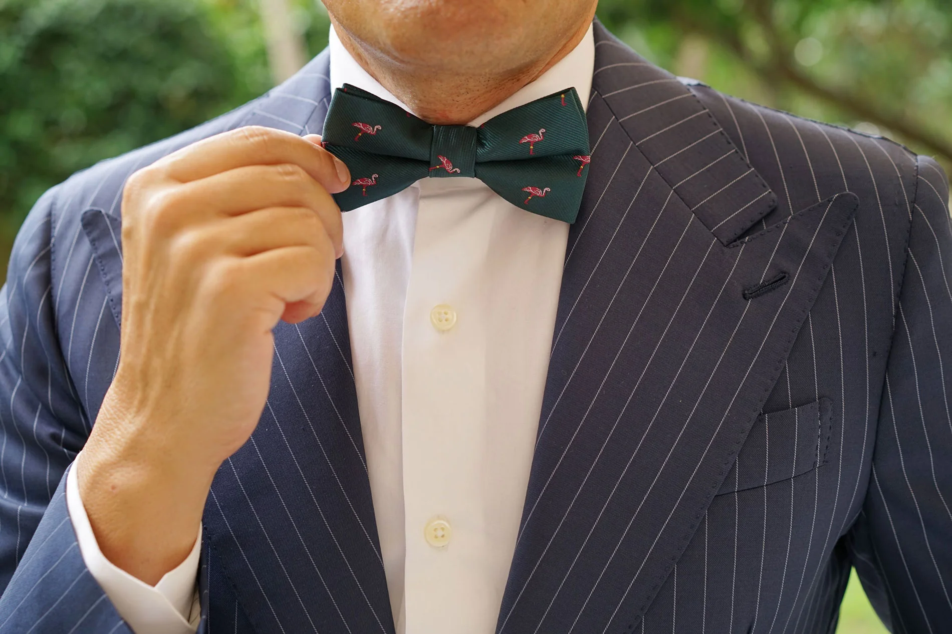 Caribbean Royal Green Flamingo Bow Tie - Image 8