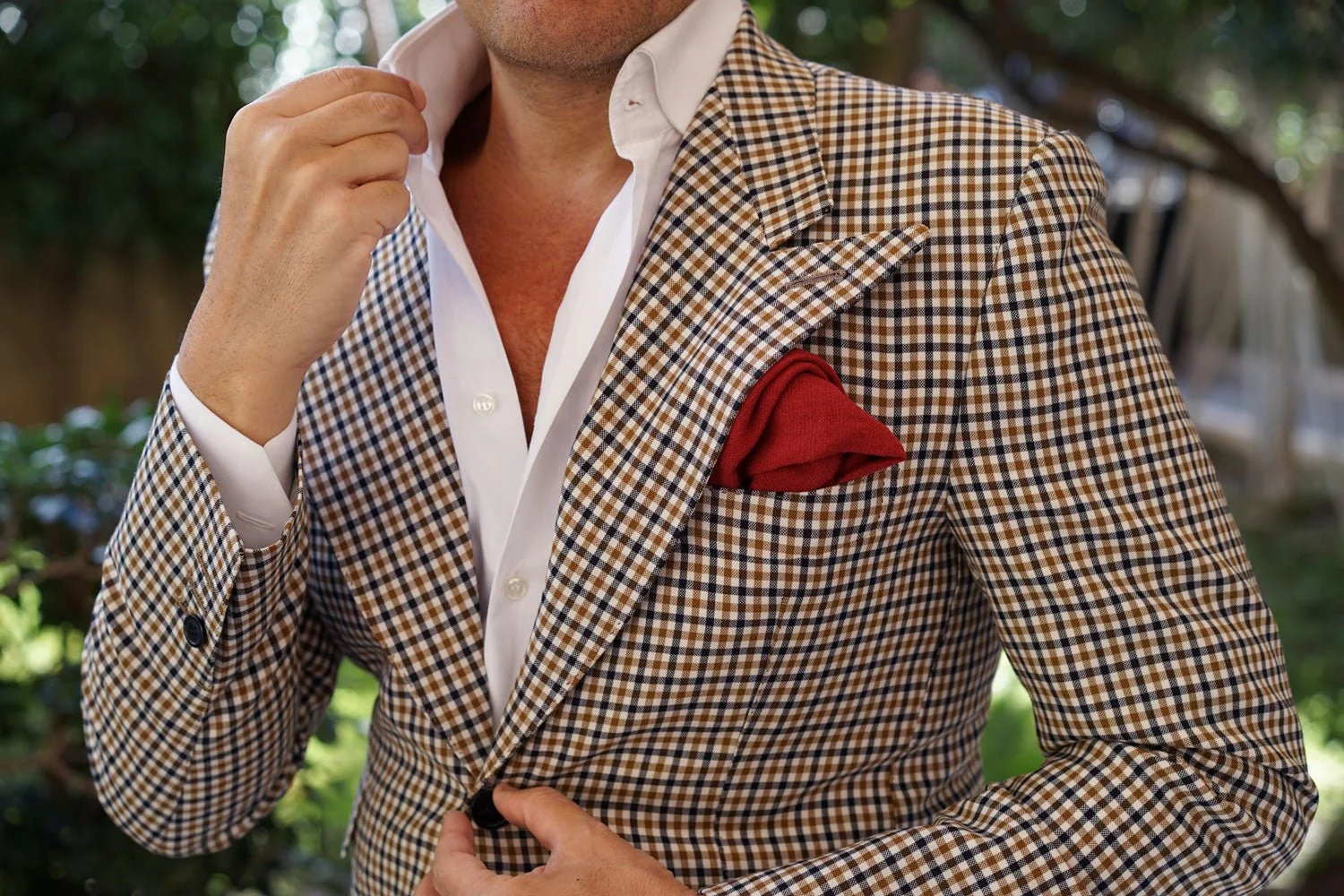 Carmine Burgundy Linen Pocket Square - Image 6