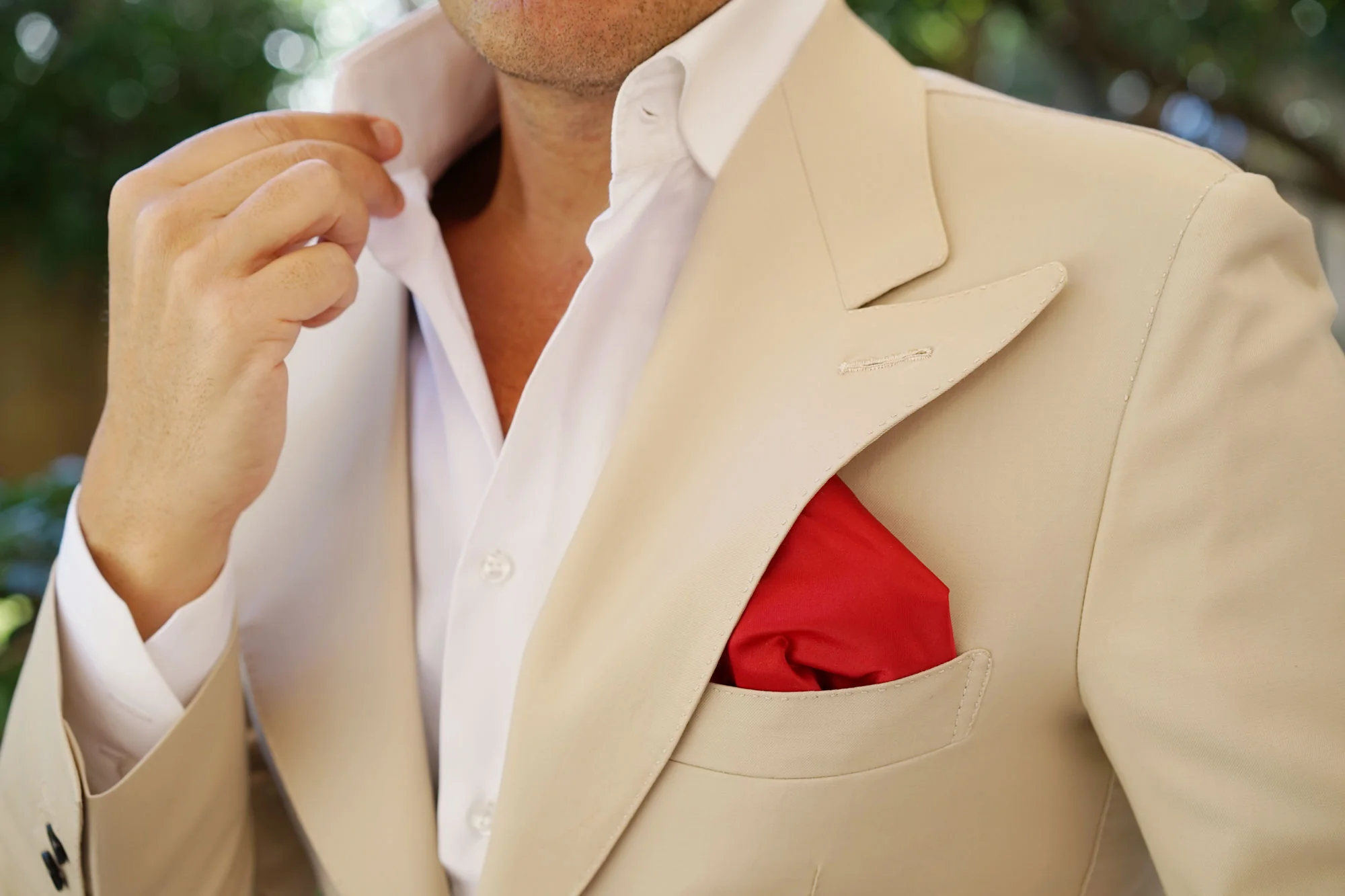 Carmine Red Satin Pocket Square - Image 6