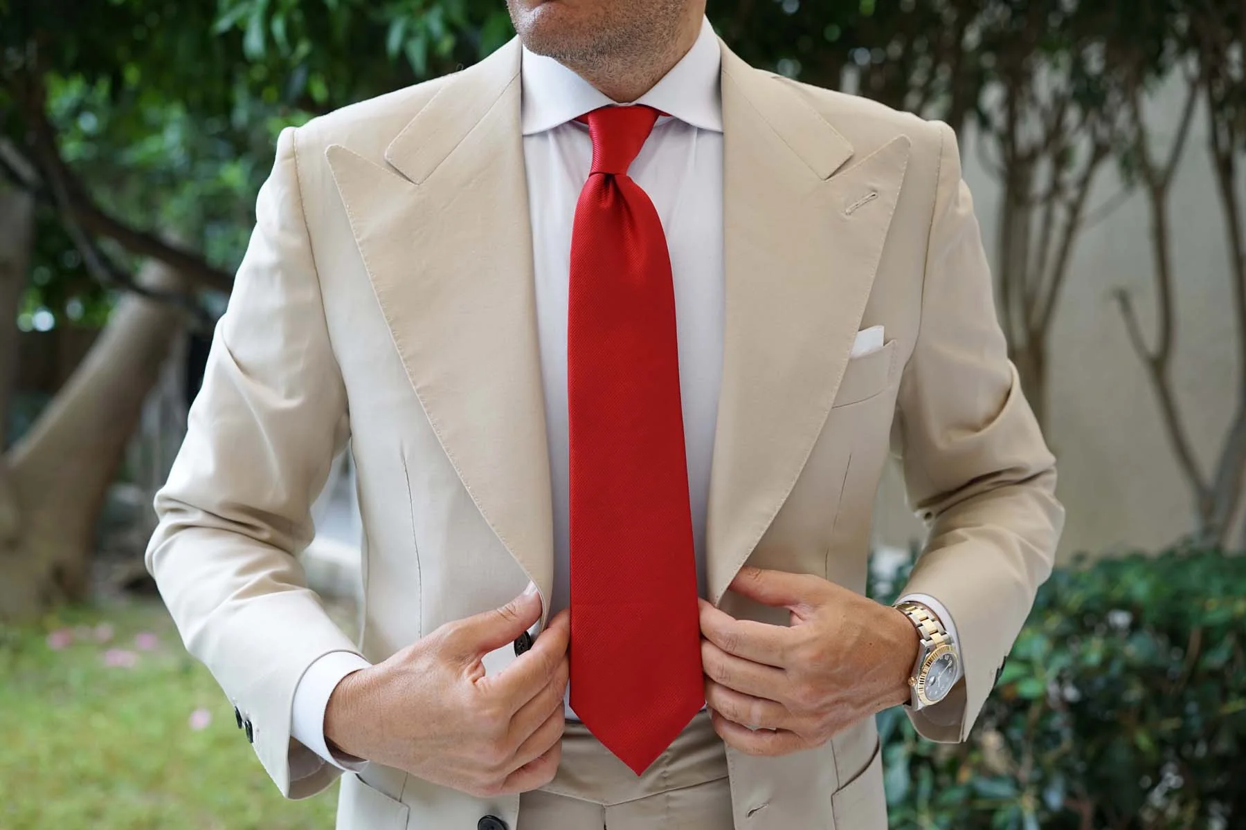 Carmine Red Twill Necktie - Image 7