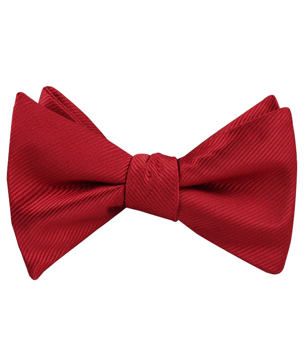 Carmine Red Twill Self Bow Tie - Image 2