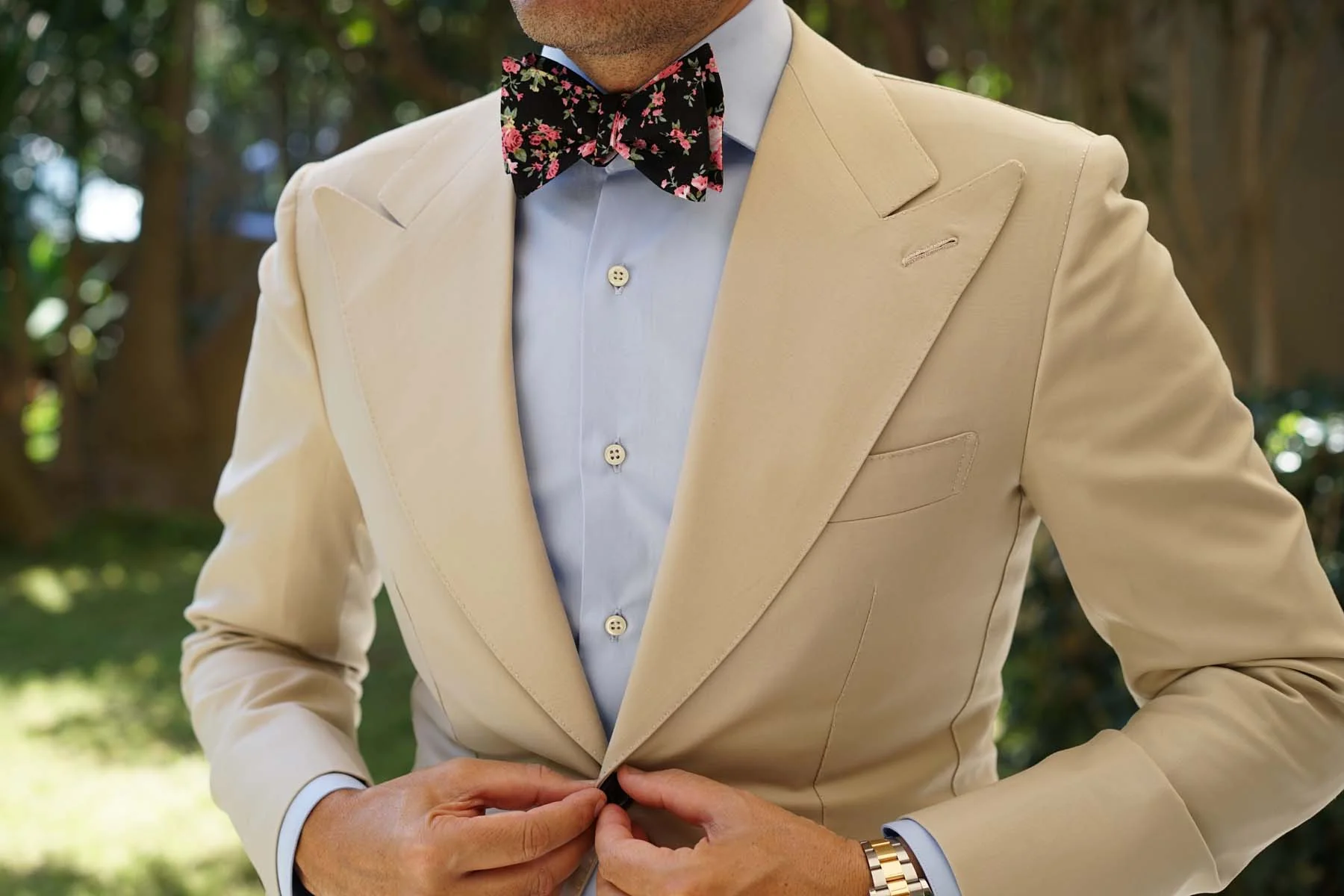 Carnation Floral Pink Self Bow Tie - Image 4