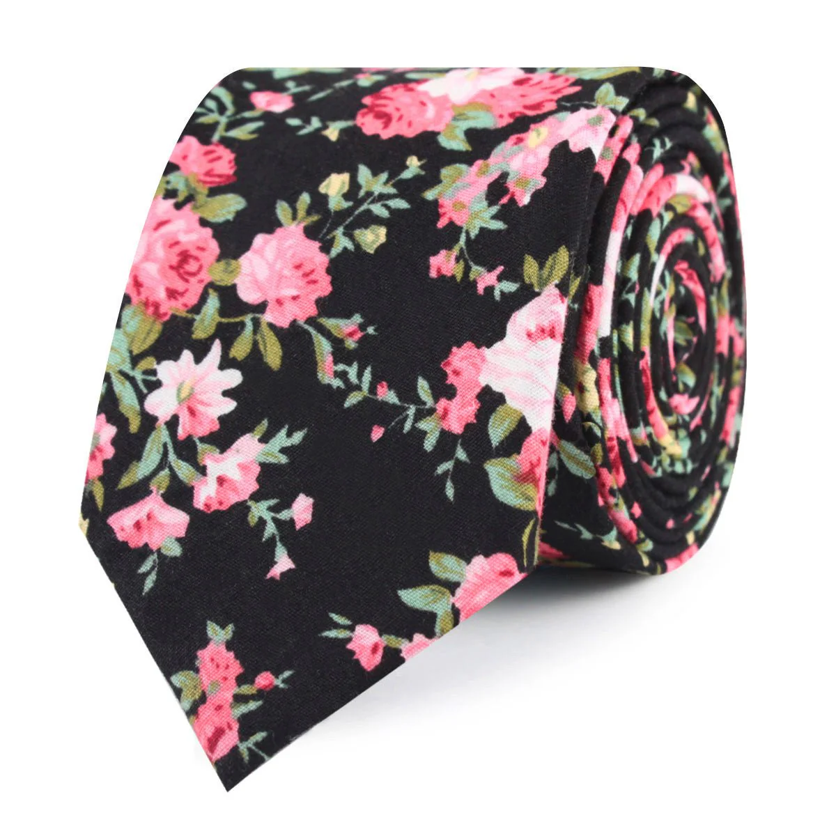 Carnation Floral Pink Skinny Tie - Image 2