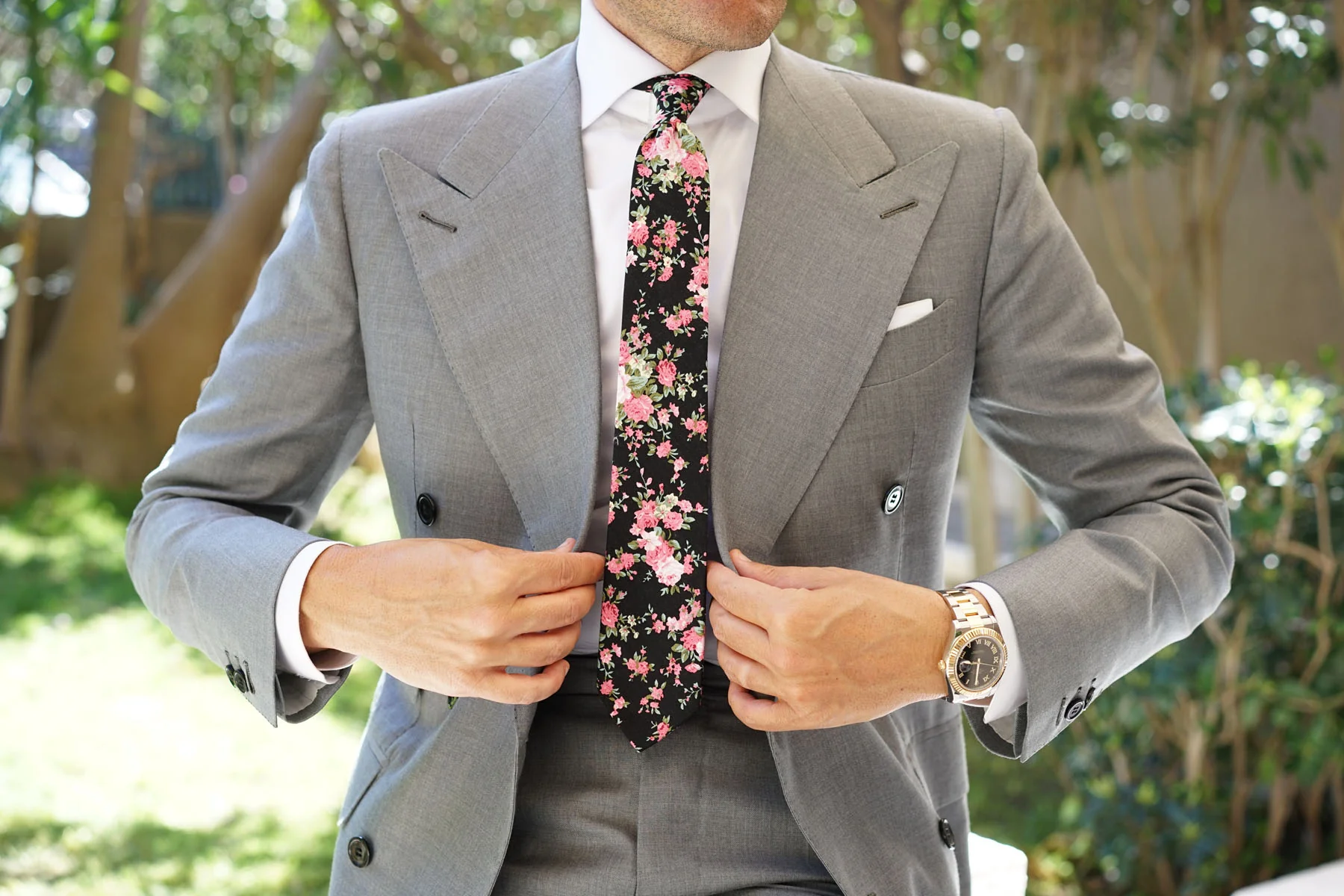 Carnation Floral Pink Skinny Tie - Image 4