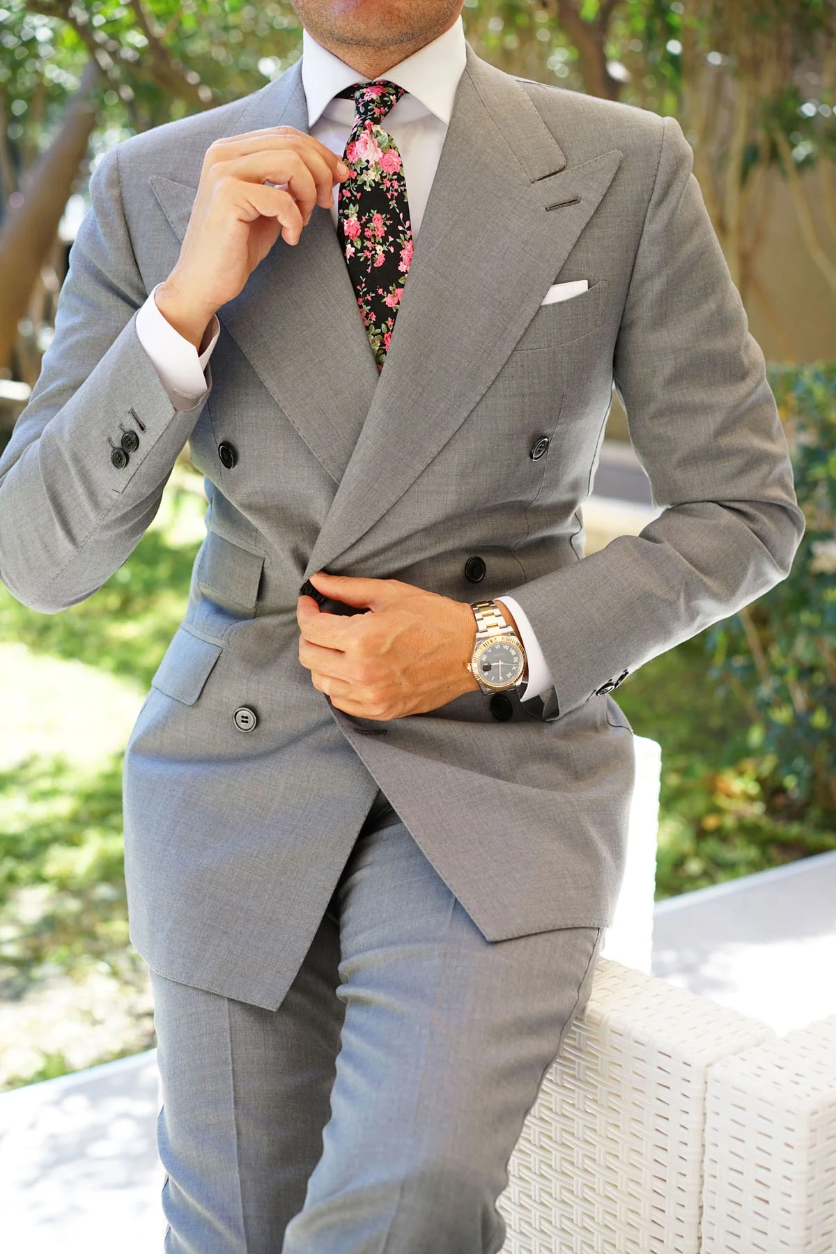 Carnation Floral Pink Skinny Tie - Image 5