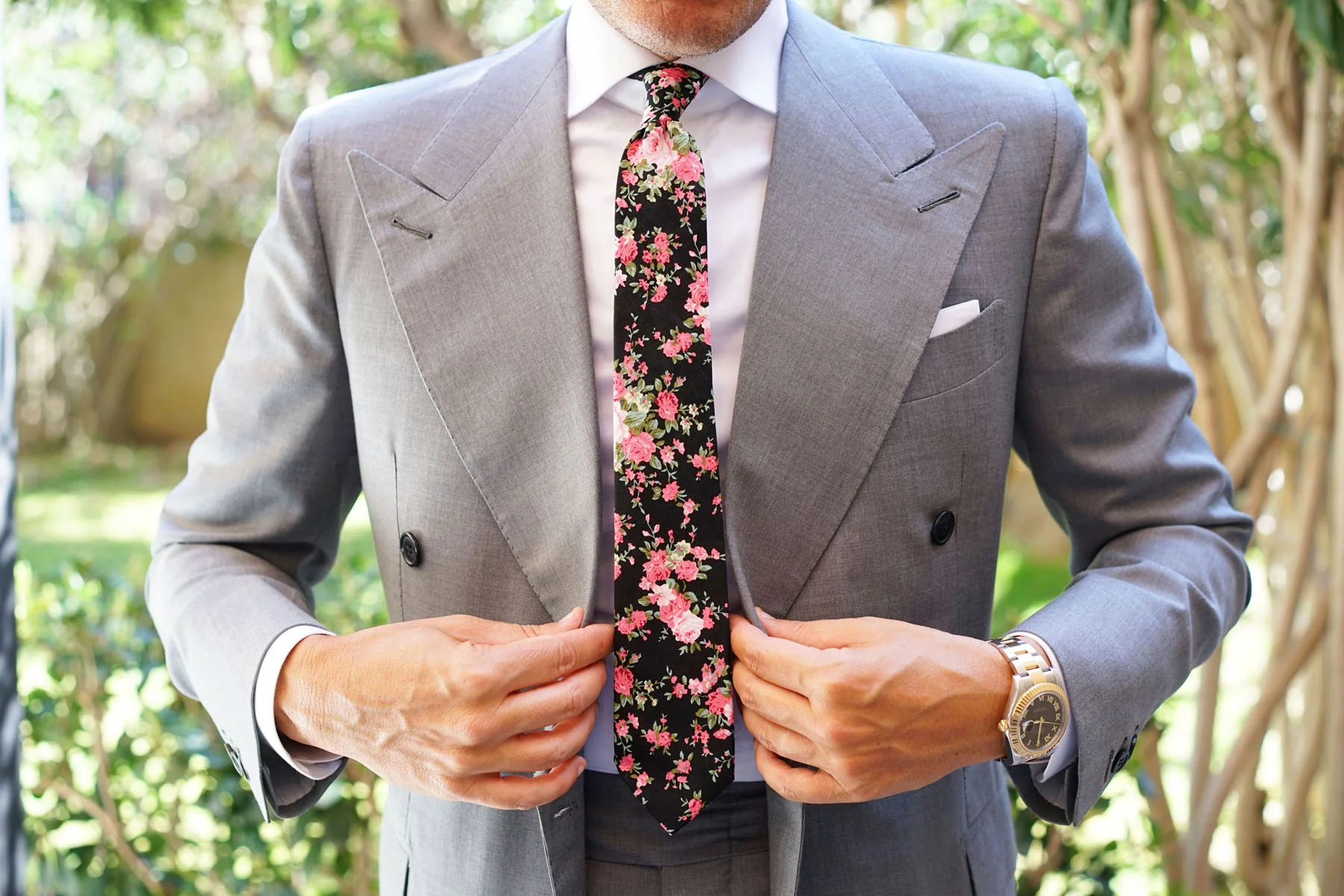 Carnation Floral Pink Skinny Tie - Image 6