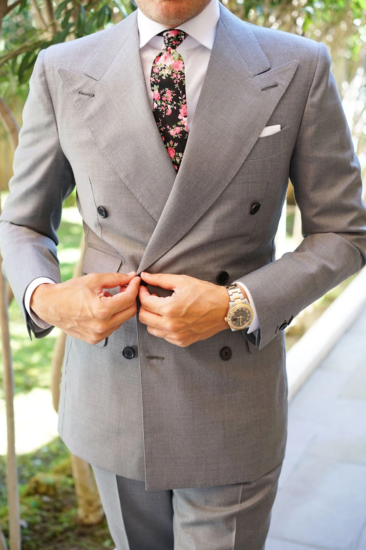 Carnation Floral Pink Skinny Tie - Image 7