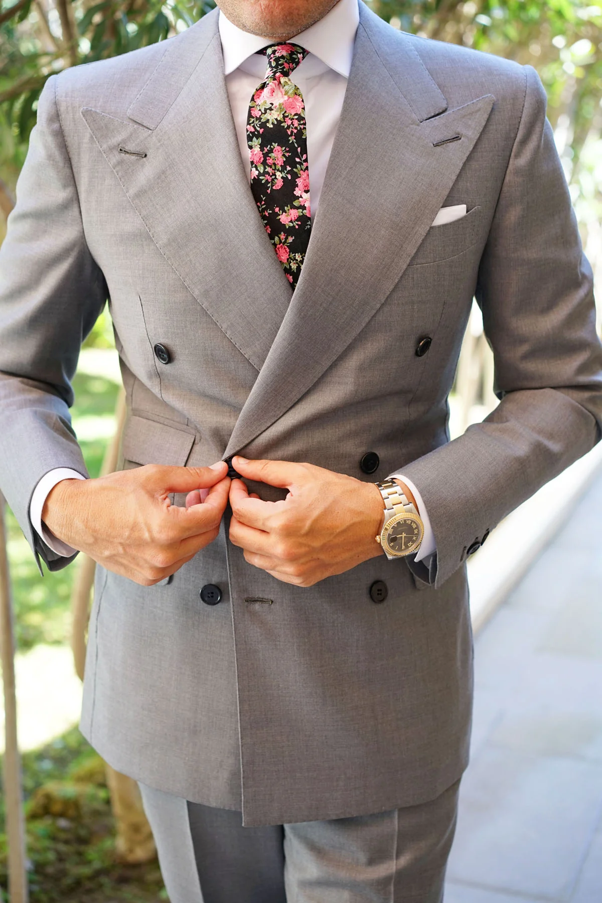Carnation Floral Pink Skinny Tie - Image 9