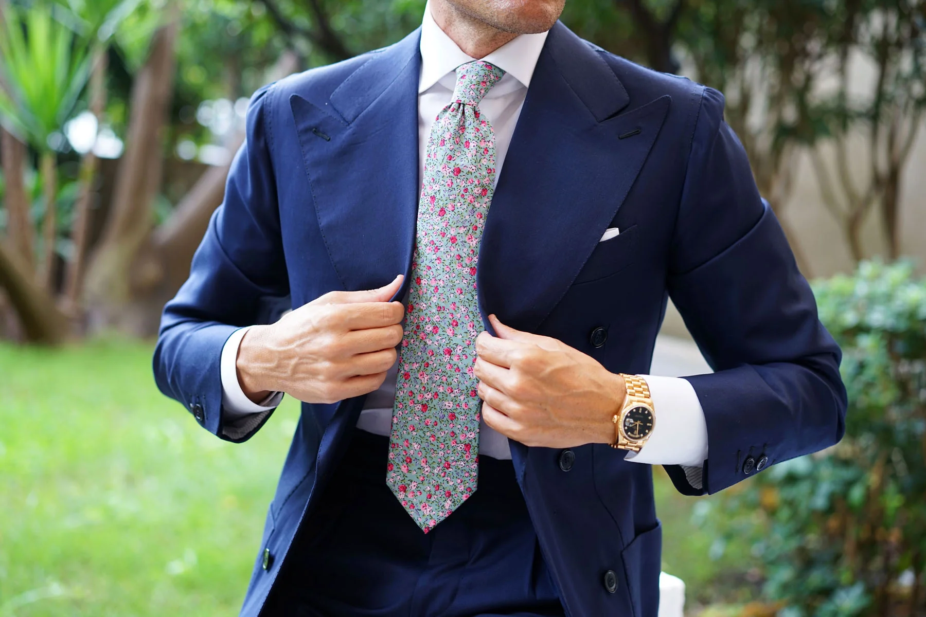 Centifolia Floral Roses Necktie - Image 4