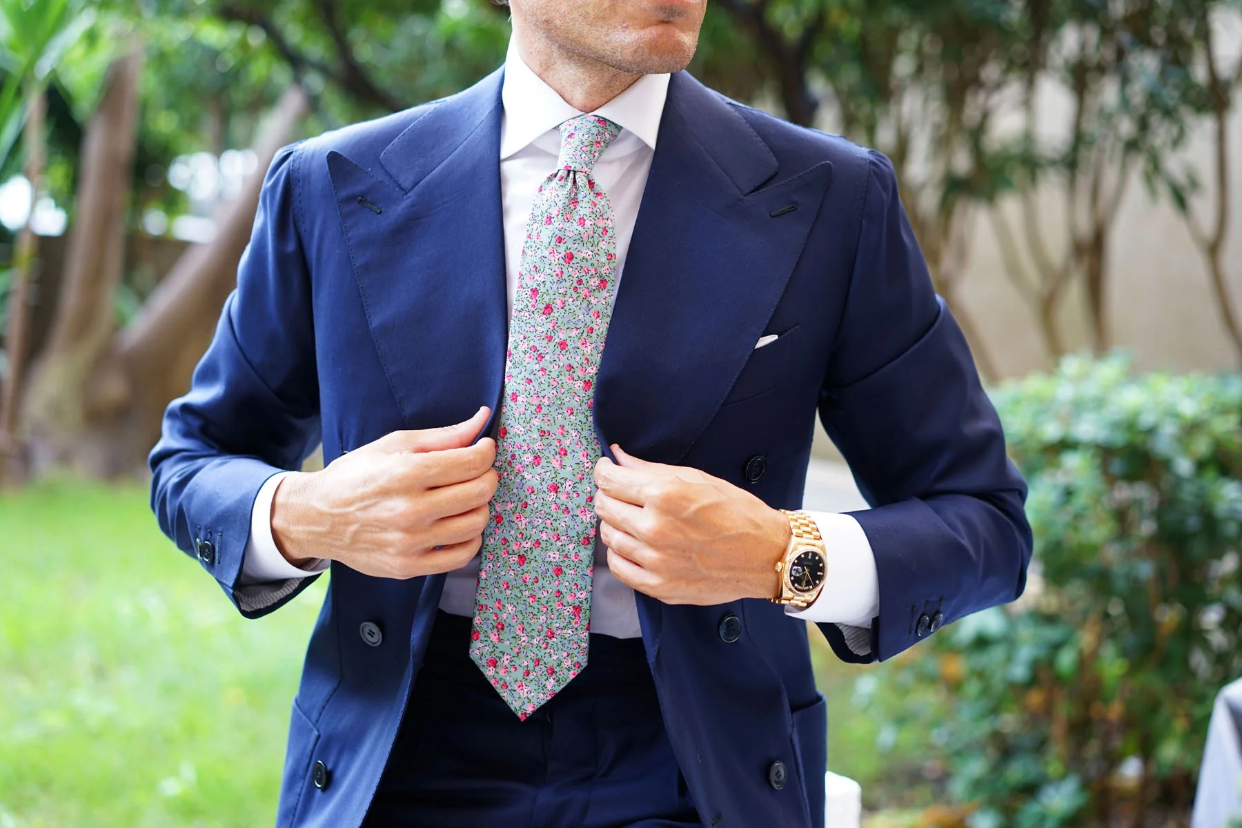 Centifolia Floral Roses Necktie - Image 9