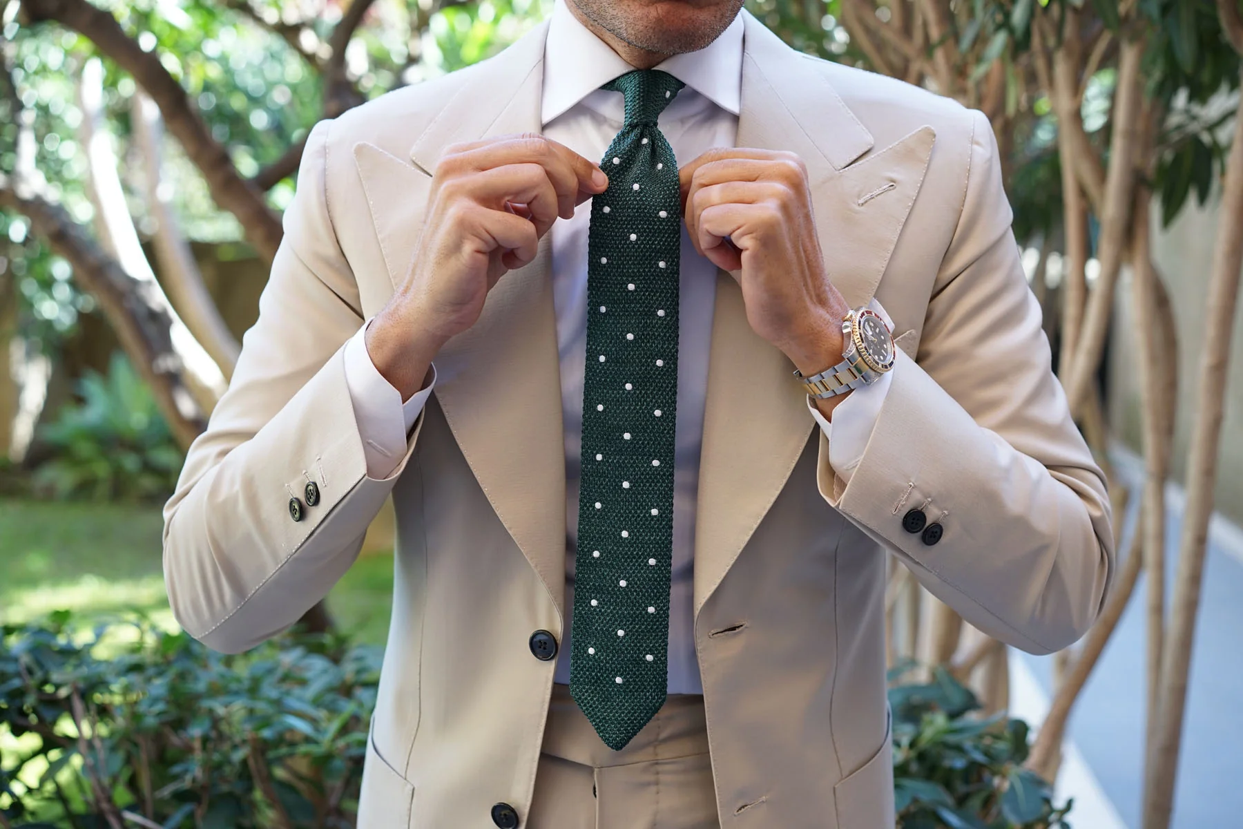 Chambray Green Polka Dot Knitted Tie - Image 5