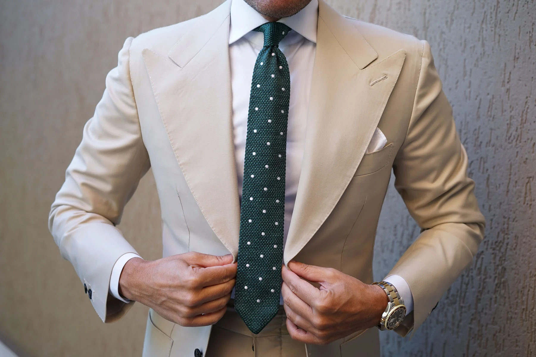 Chambray Green Polka Dot Knitted Tie - Image 9