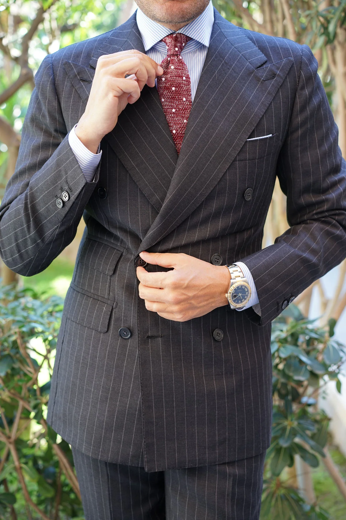Chambray Red Polka Dot Knitted Tie - Image 4