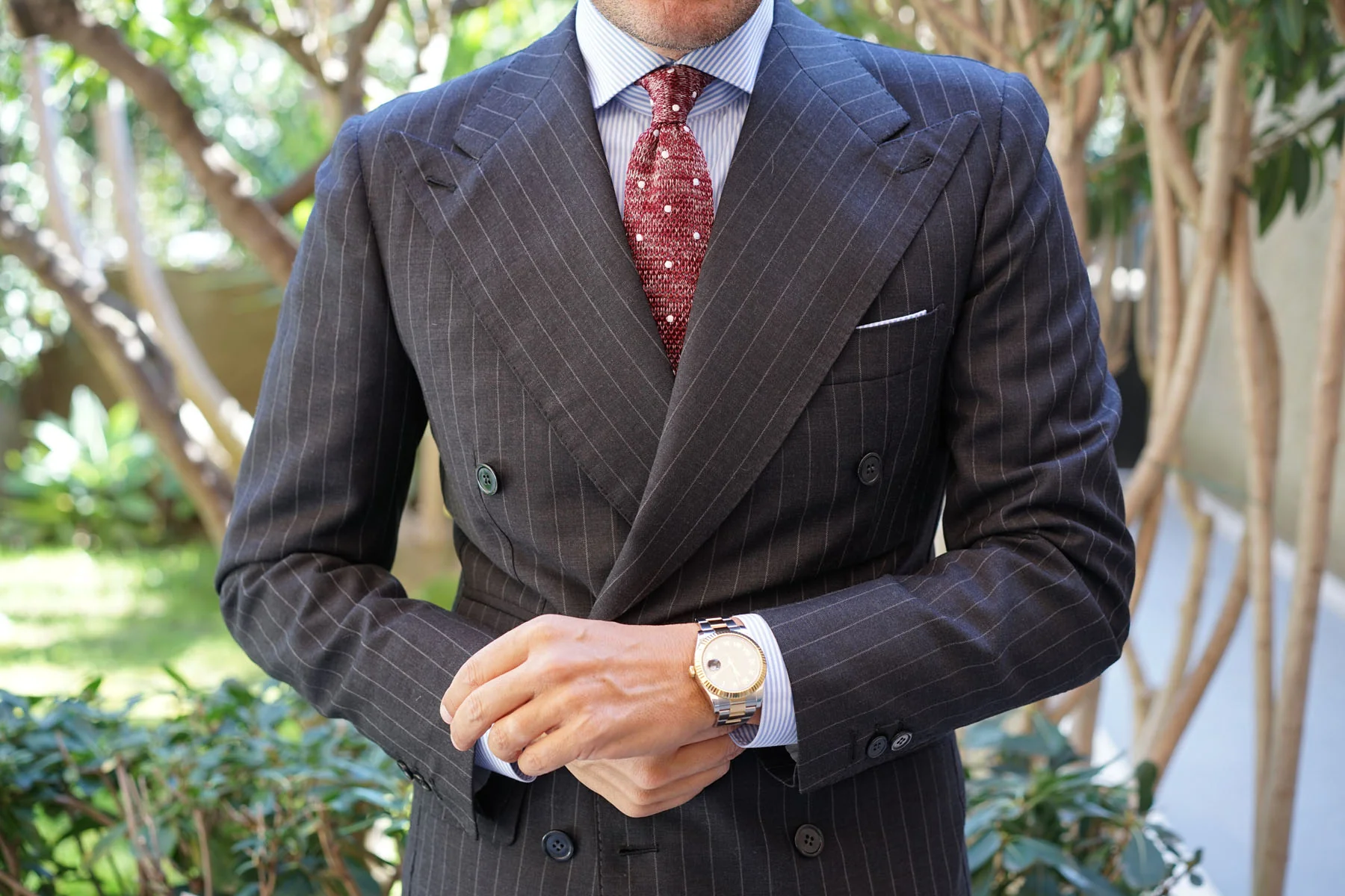 Chambray Red Polka Dot Knitted Tie - Image 5