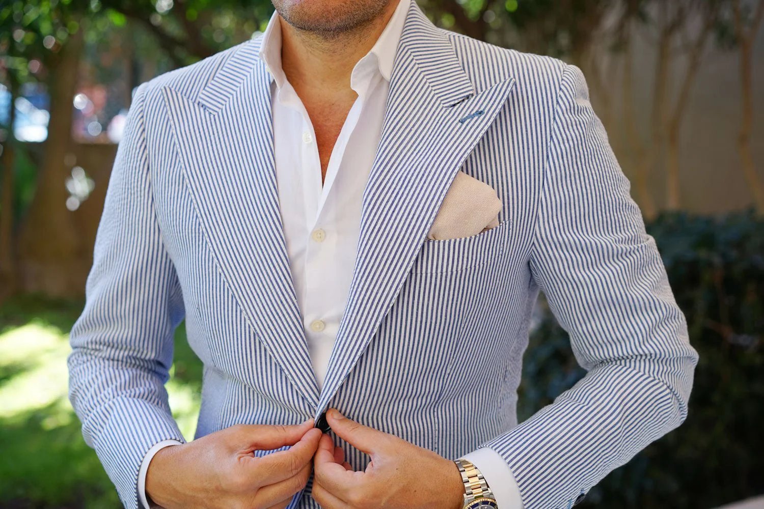 Champagne Beige Linen Pocket Square - Image 3