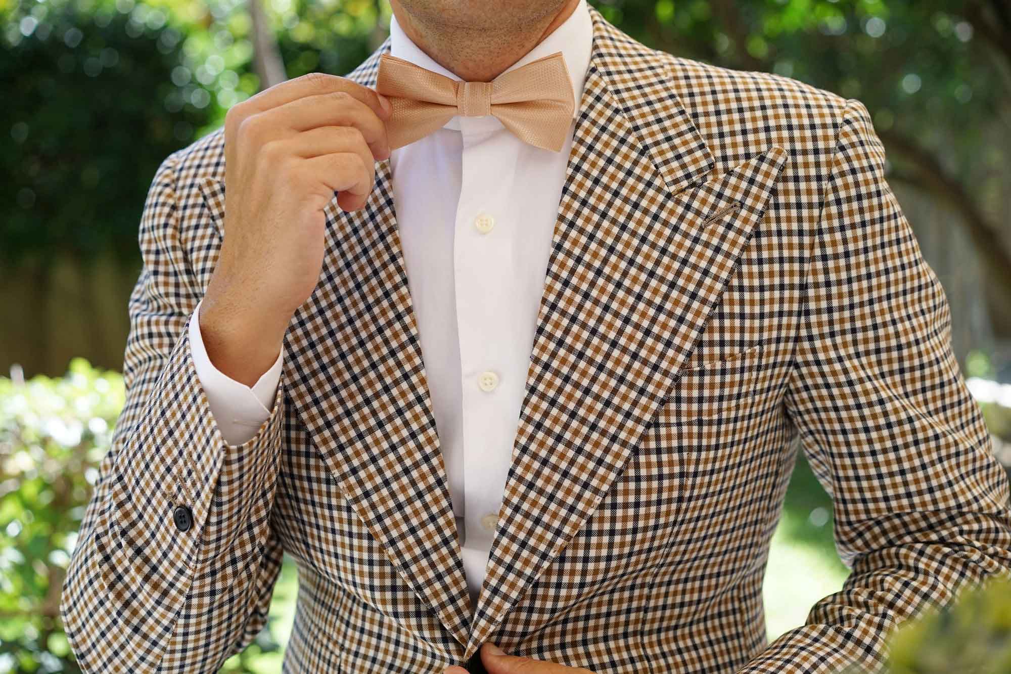 Champagne Gold Basket Weave Bow Tie - Image 5