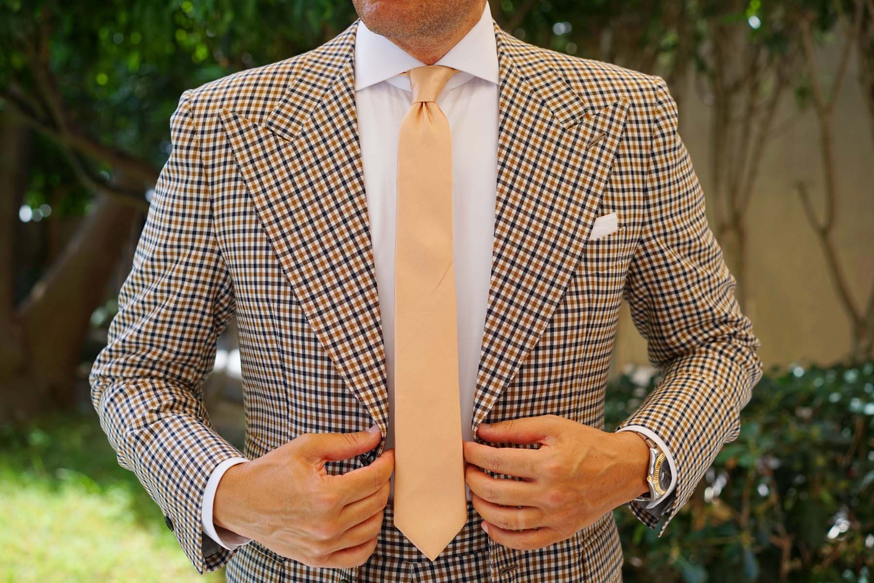 Champagne Gold Basket Weave Skinny Tie - Image 11