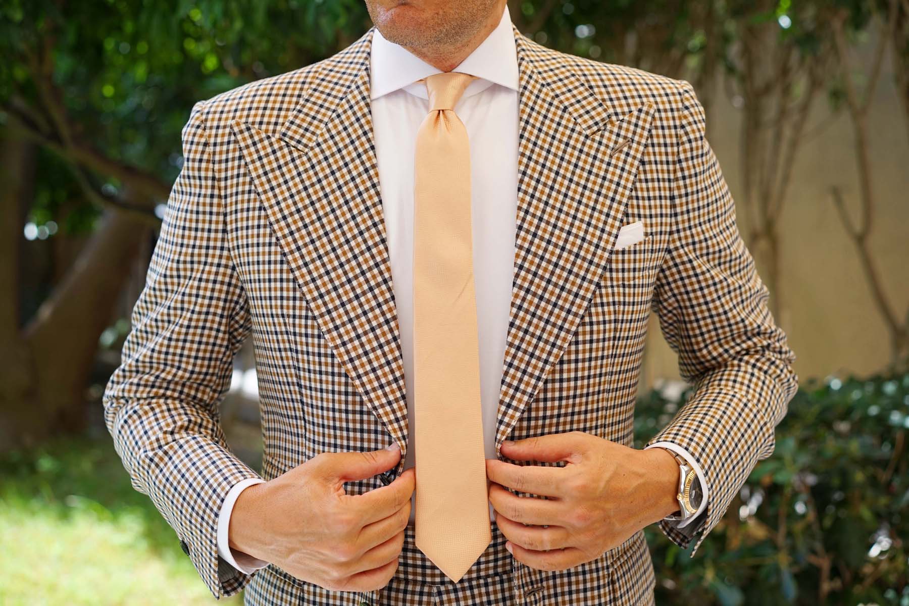Champagne Gold Basket Weave Skinny Tie - Image 4