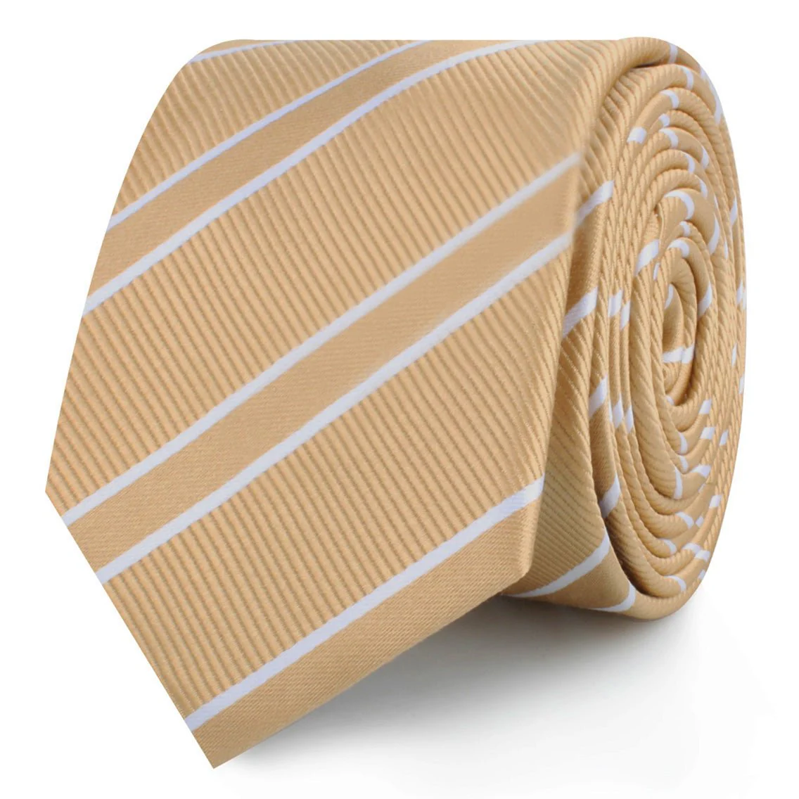 Champagne Gold Double Stripe Skinny Tie - Image 2