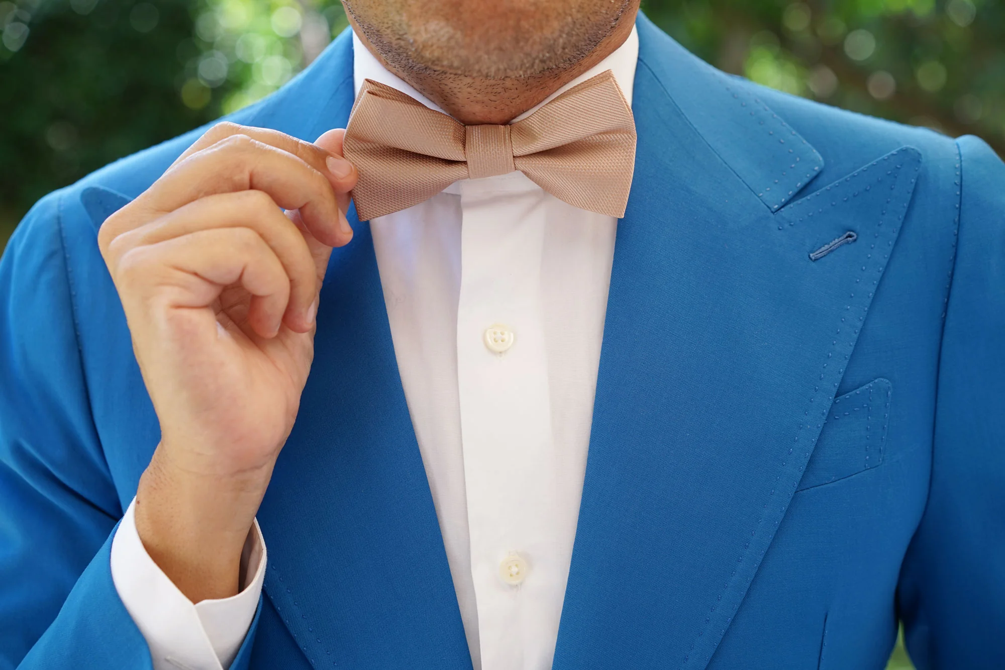 Champagne Gold Metallic Weave Bow Tie - Image 4