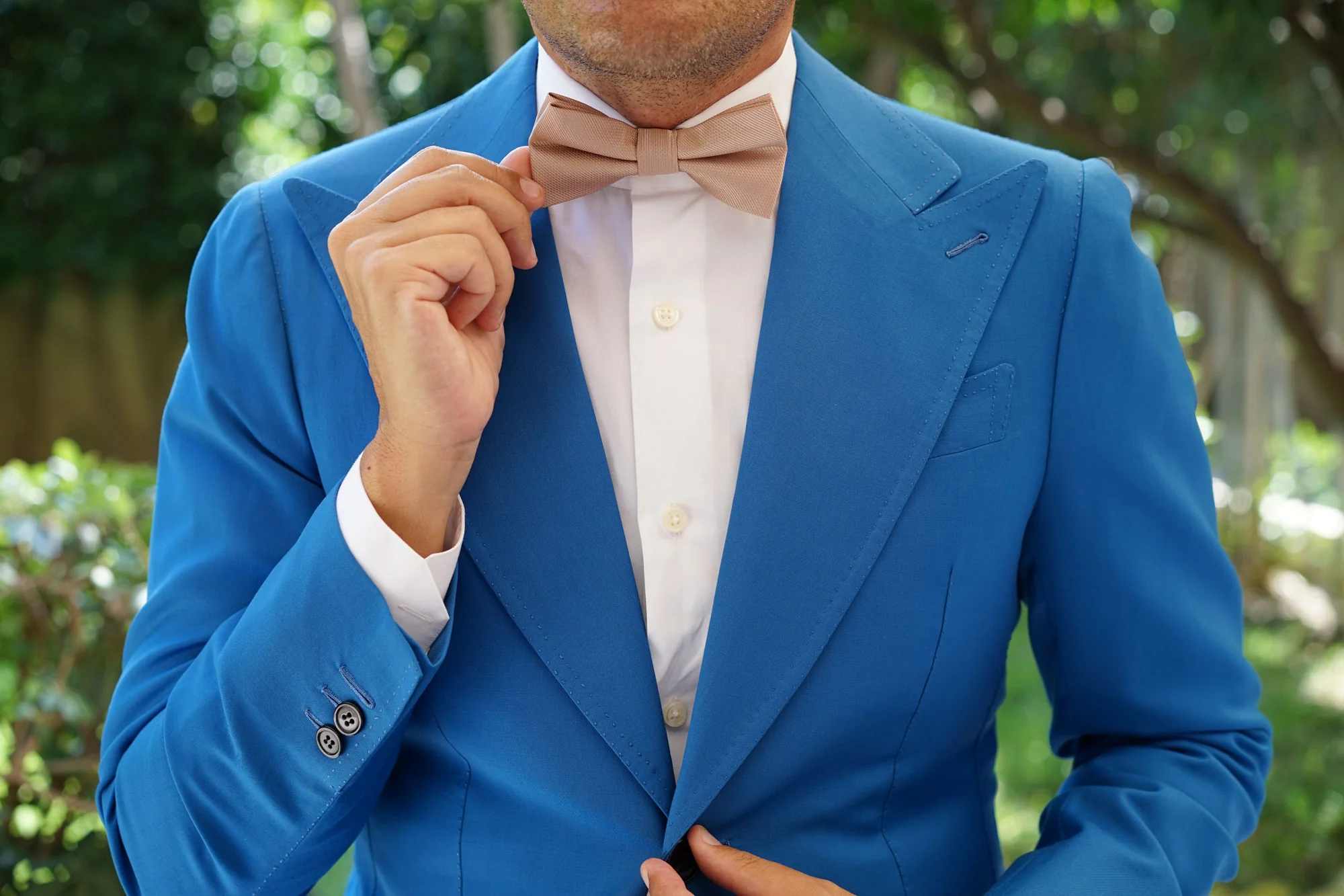 Champagne Gold Metallic Weave Bow Tie - Image 6