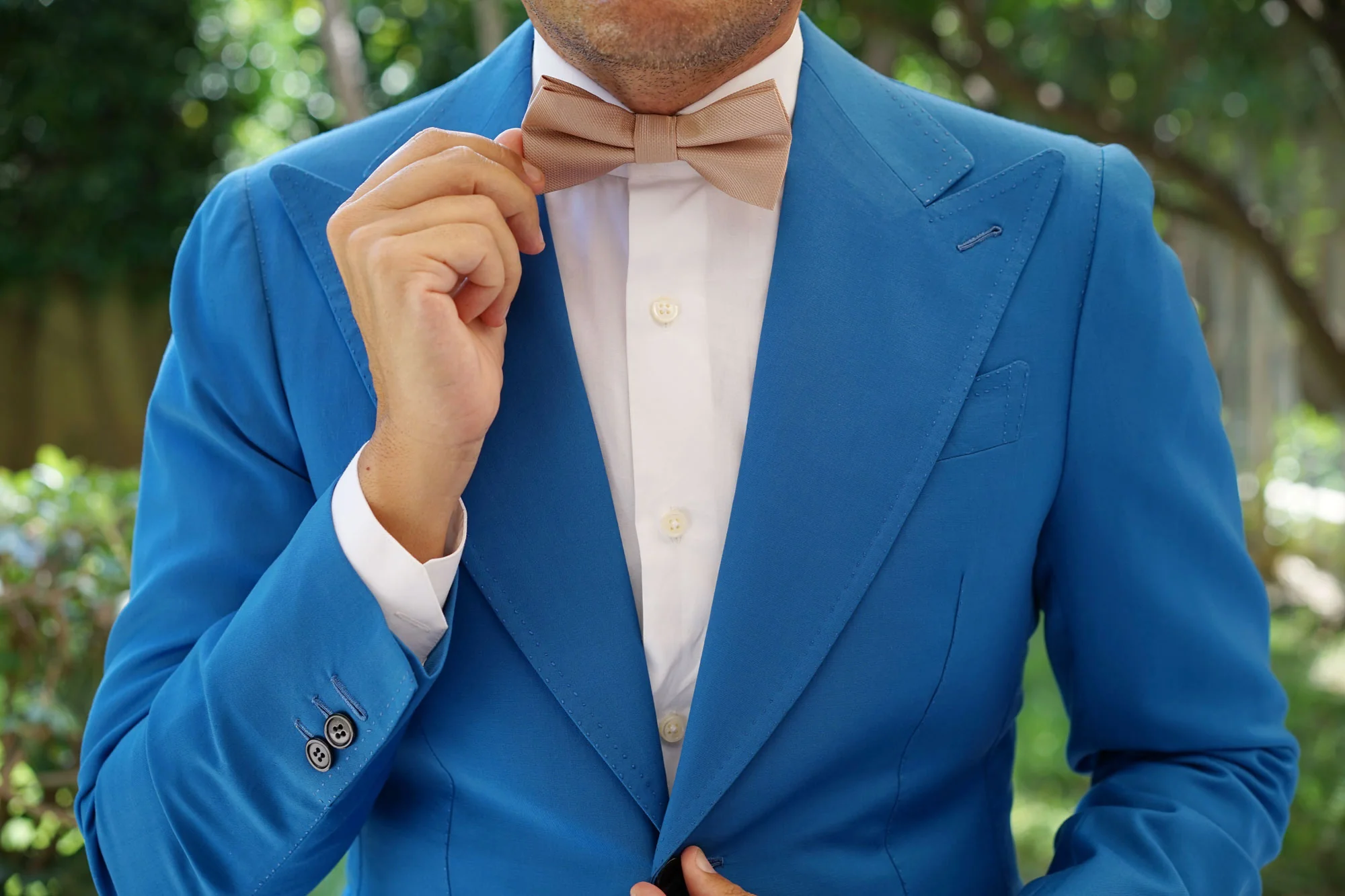 Champagne Gold Metallic Weave Bow Tie - Image 8