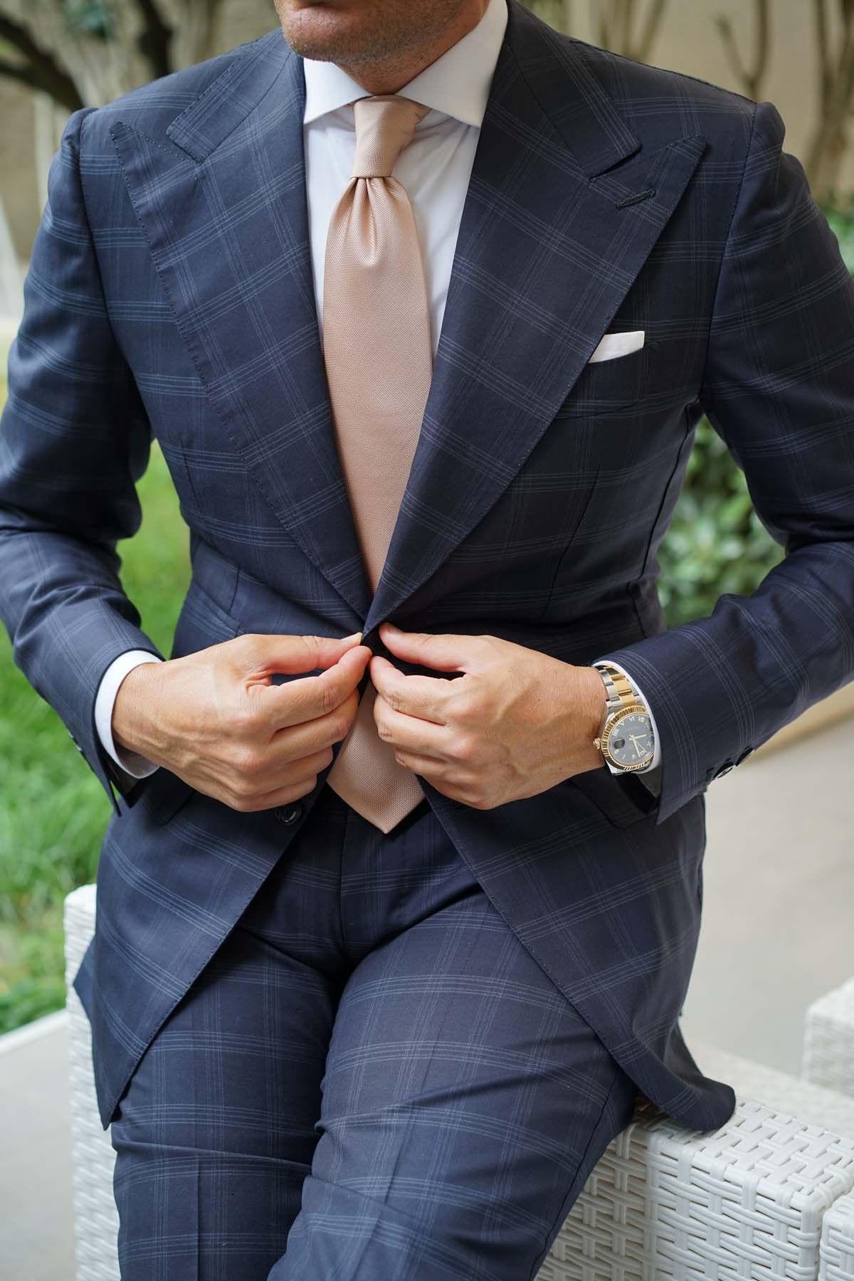Champagne Gold Metallic Weave Necktie - Image 7