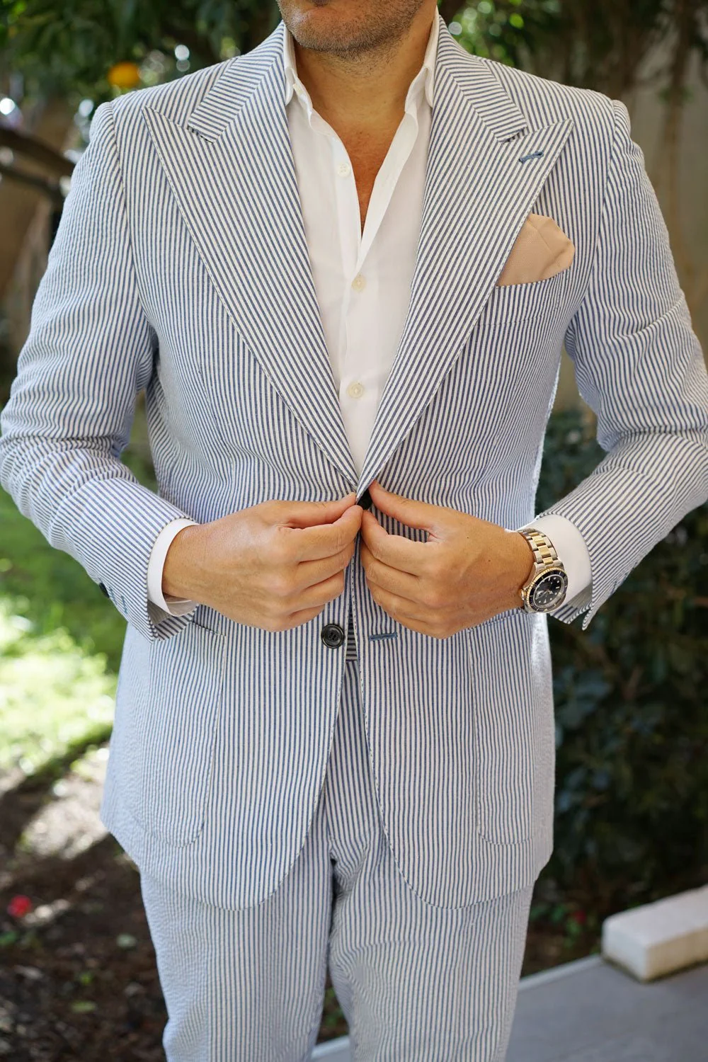 Champagne Gold Metallic Weave Pocket Square - Image 4