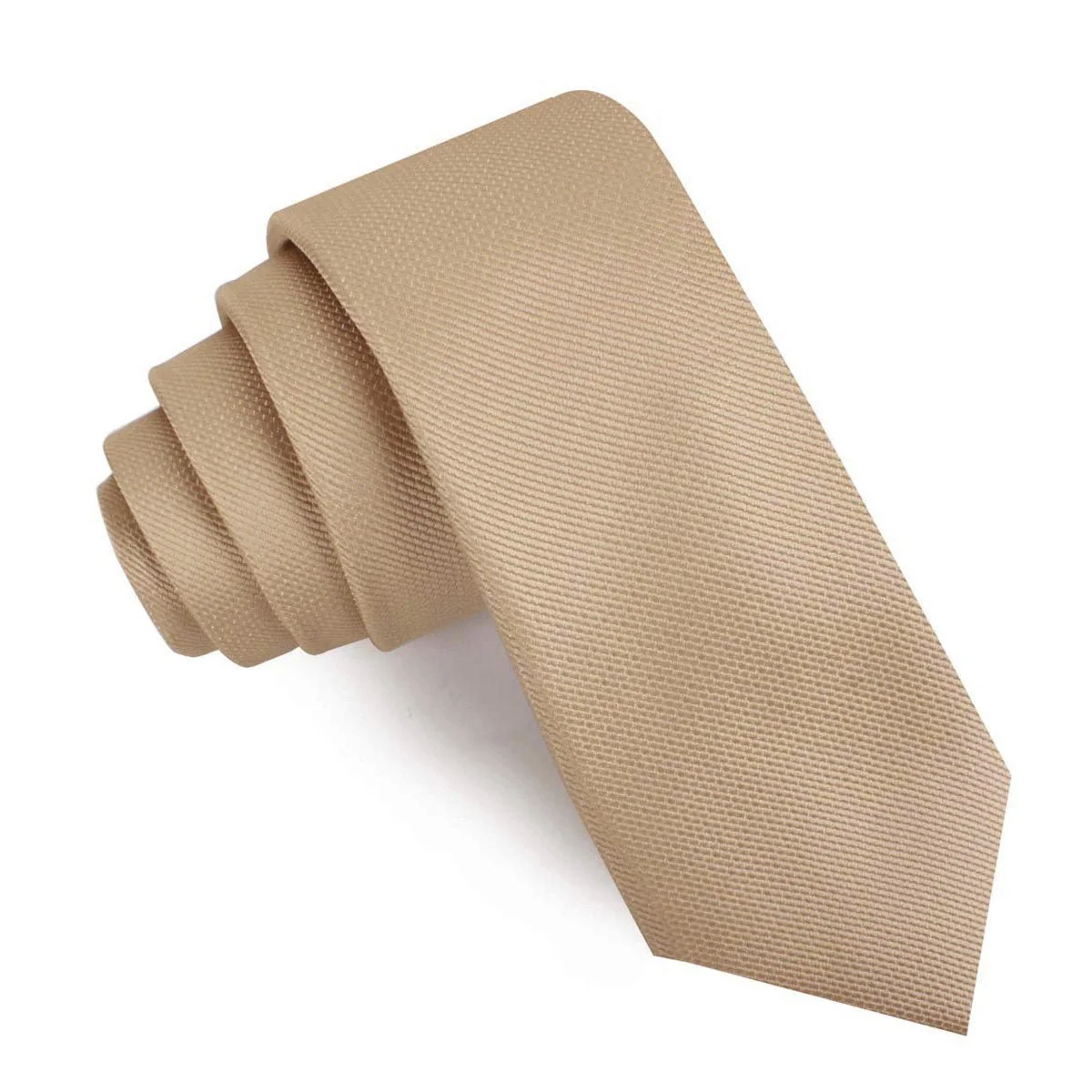 Champagne Gold Metallic Weave Skinny Tie