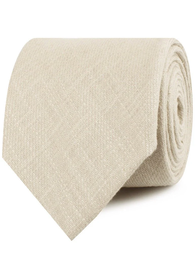 Champagne Ivory Linen Necktie - Image 2