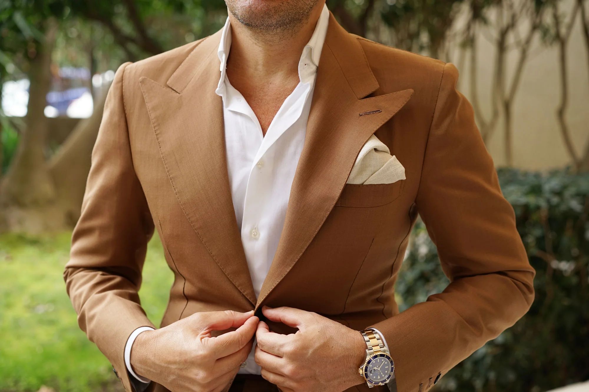 Champagne Ivory Linen Pocket Square - Image 3