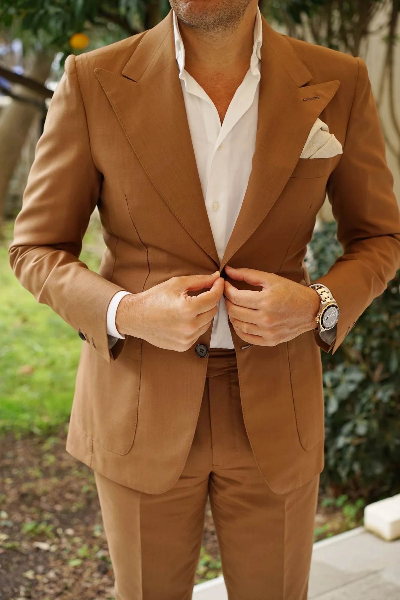 Champagne Ivory Linen Pocket Square - Image 4