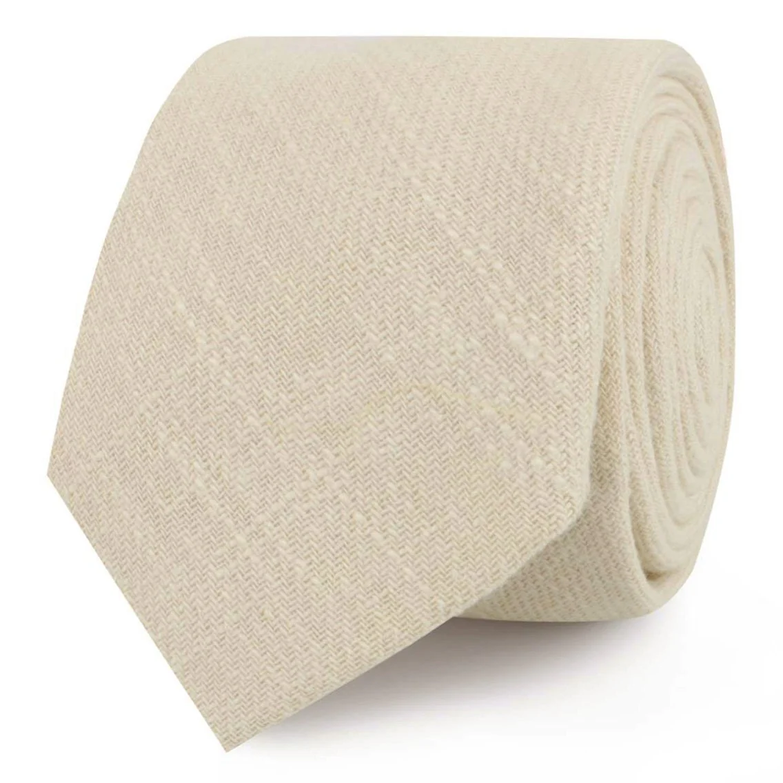 Champagne Ivory Linen Skinny Tie - Image 2