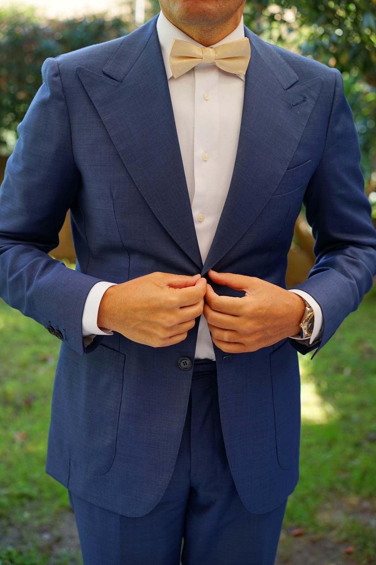 Champagne Polka Dot Bow Tie - Image 6