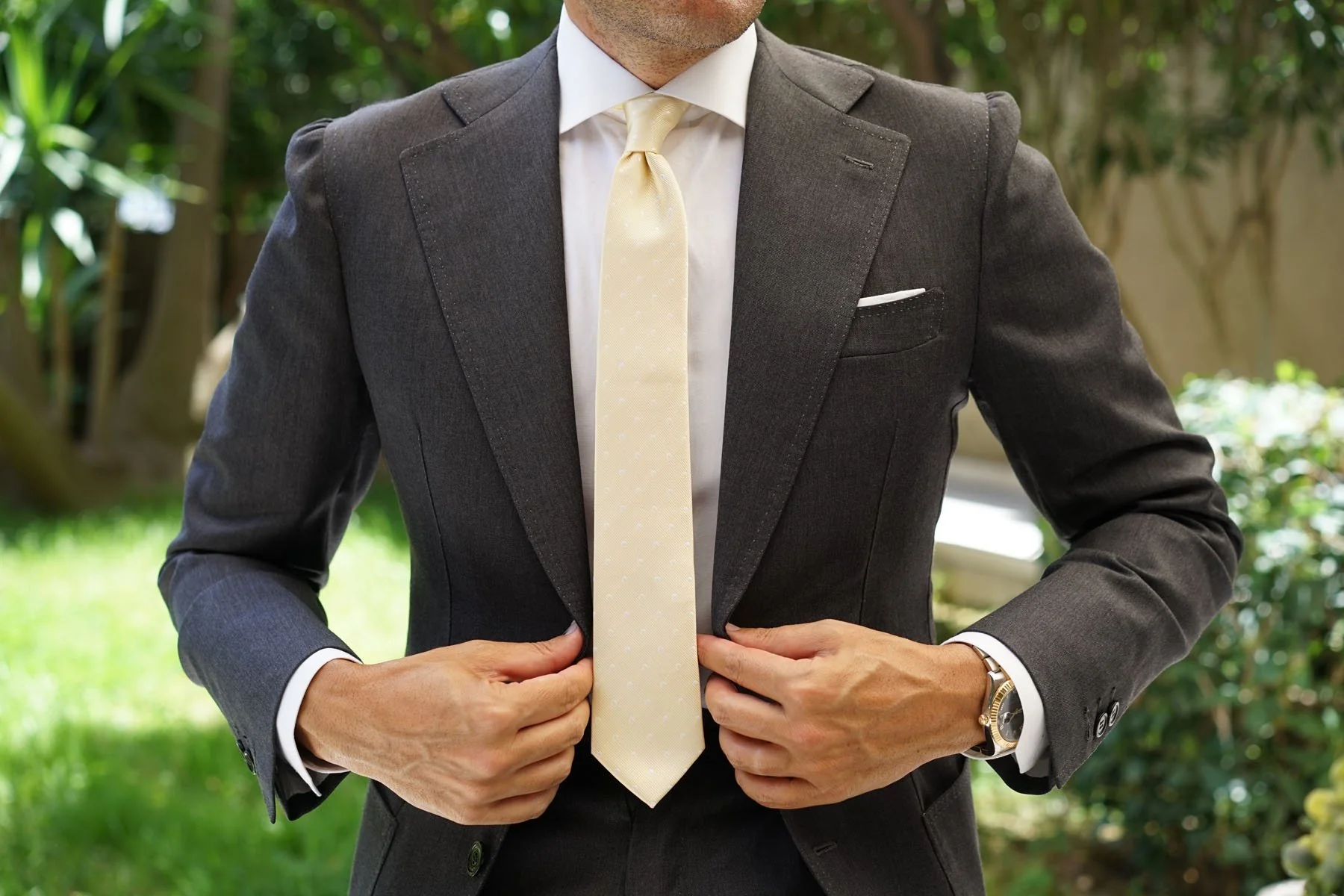 Champagne Polka Dot Skinny Tie - Image 5