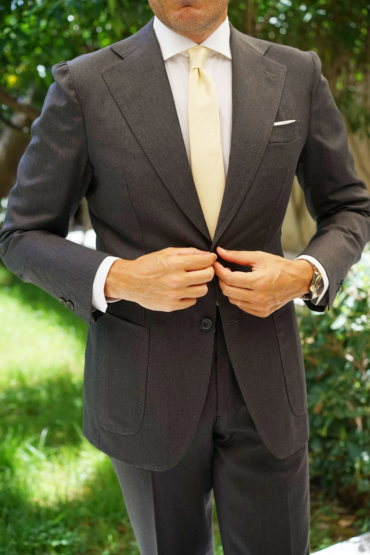 Champagne Polka Dot Skinny Tie - Image 7