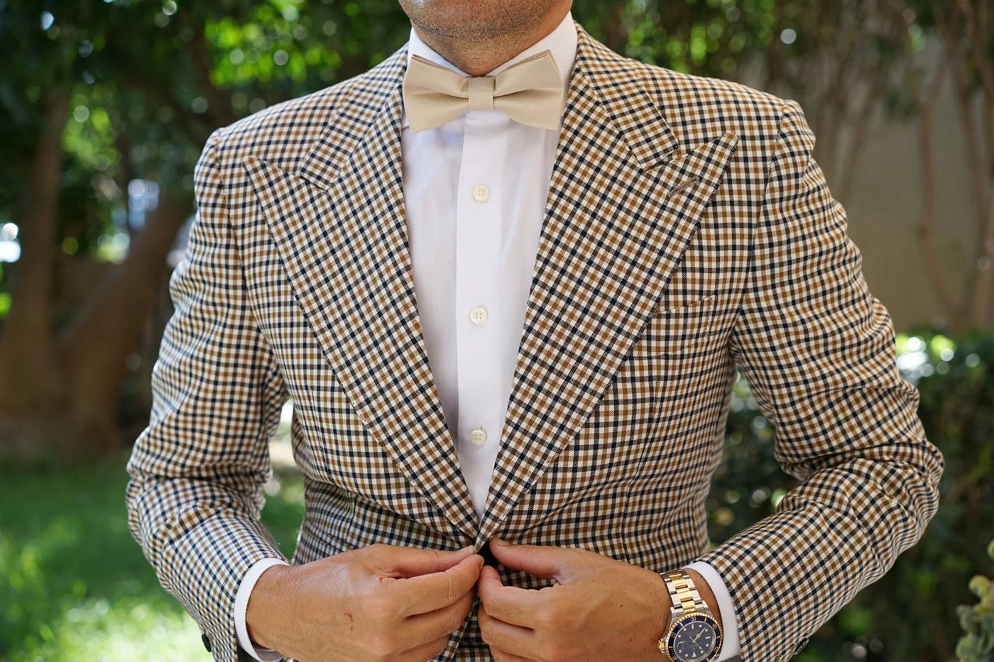 Champagne Satin Bow Tie - Image 3