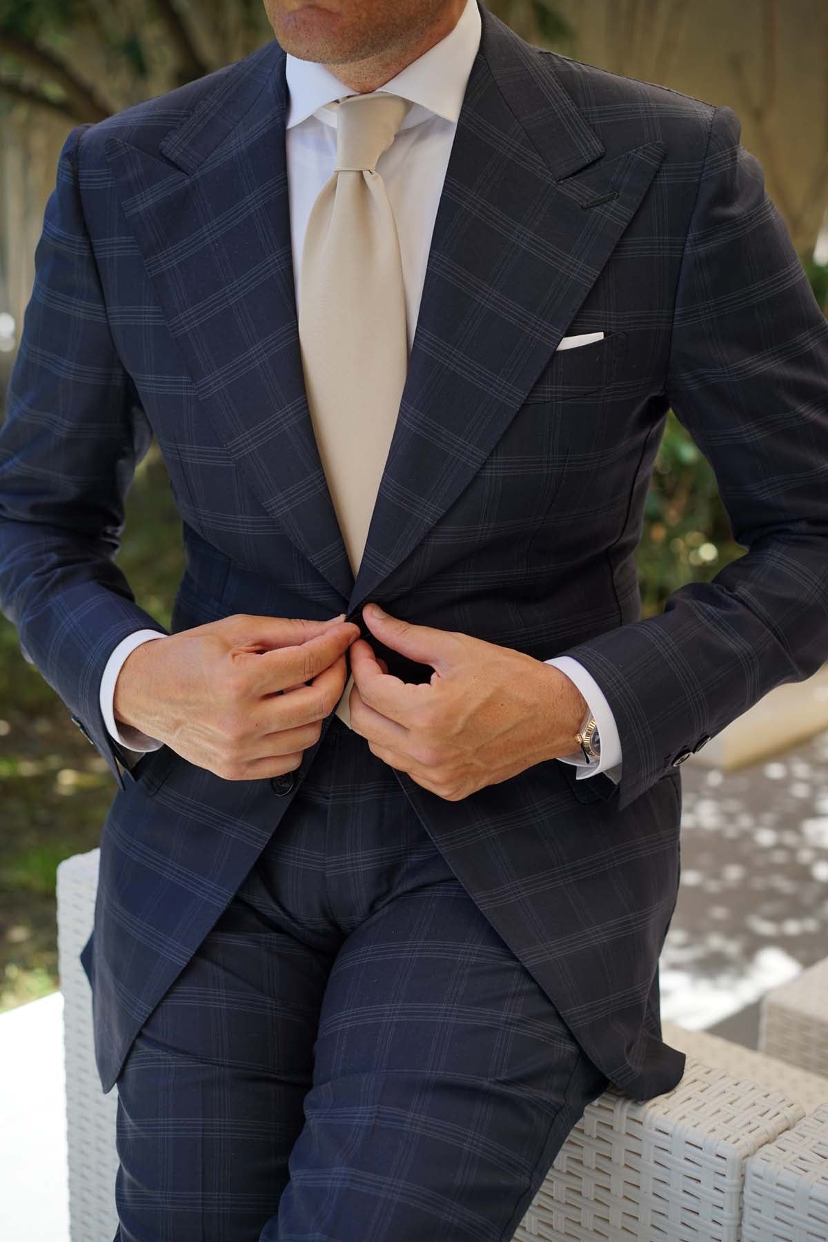 Champagne Satin Necktie - Image 10
