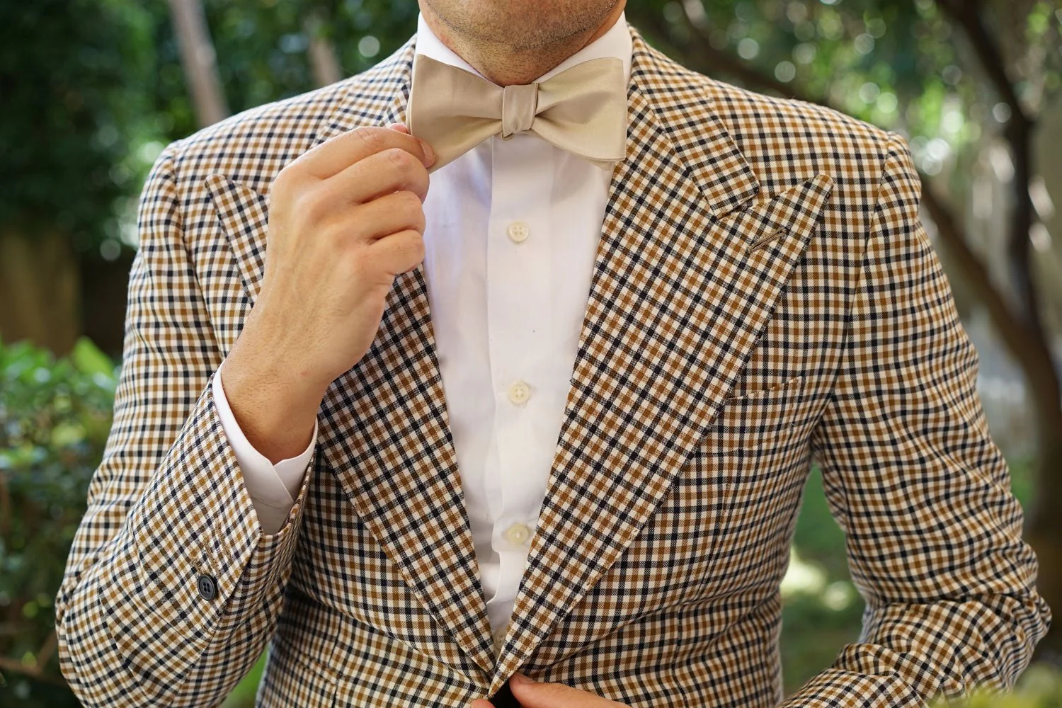 Champagne Satin Self Bow Tie - Image 6