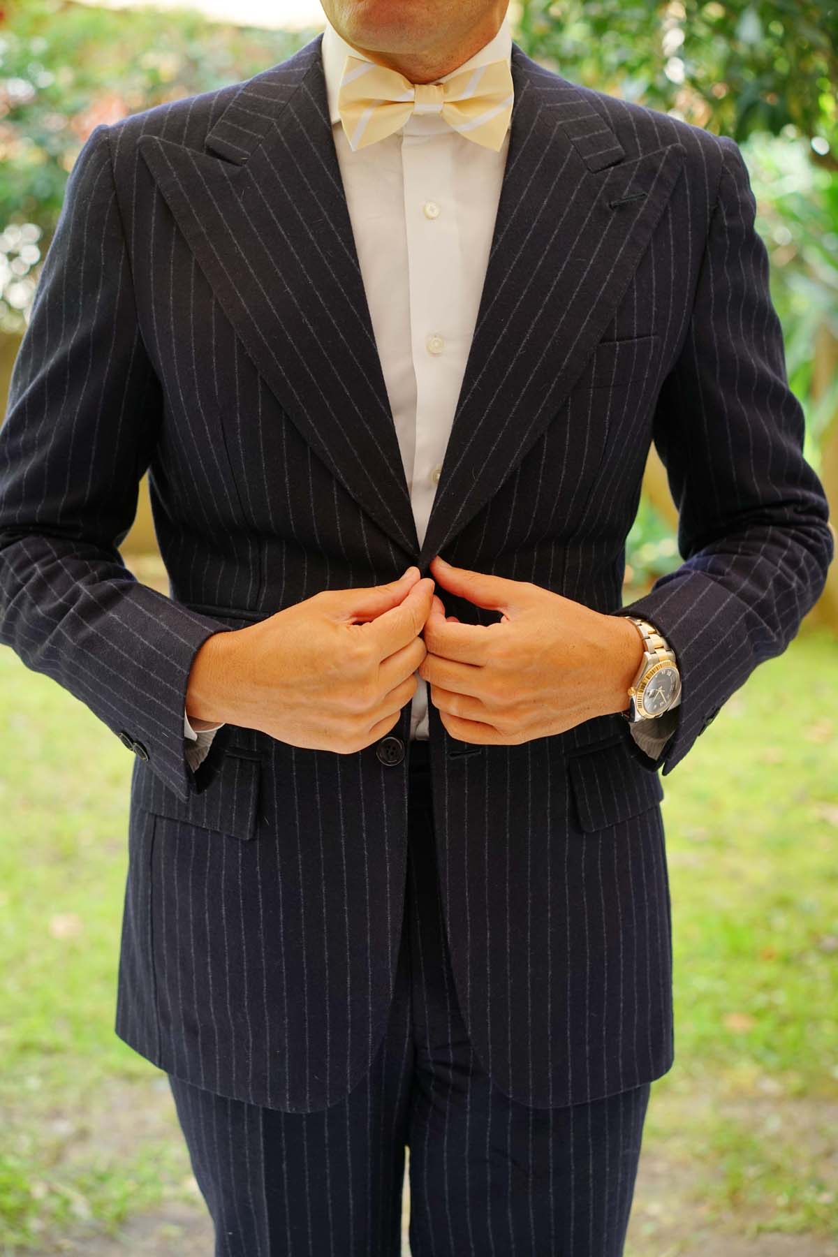 Champagne Stripe Bow Tie - Image 4