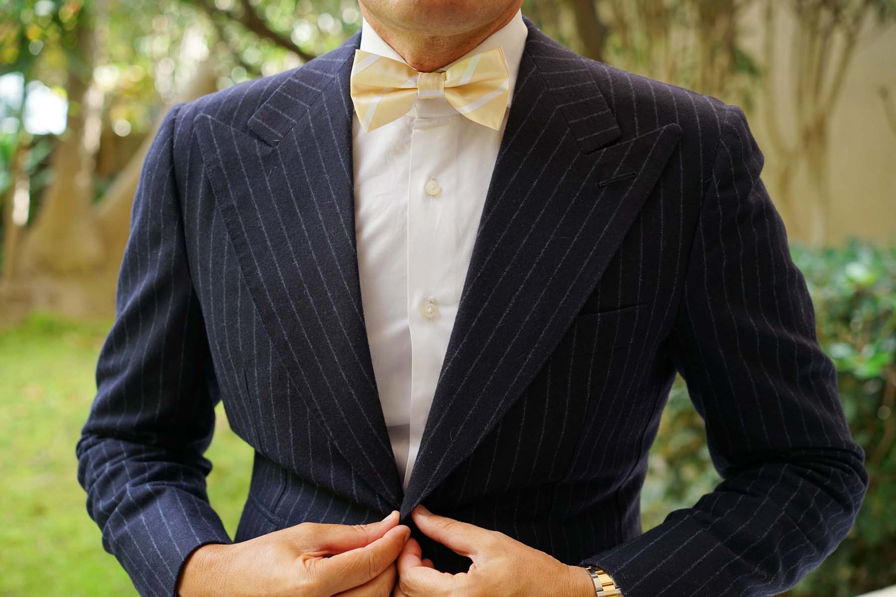Champagne Stripe Bow Tie - Image 5
