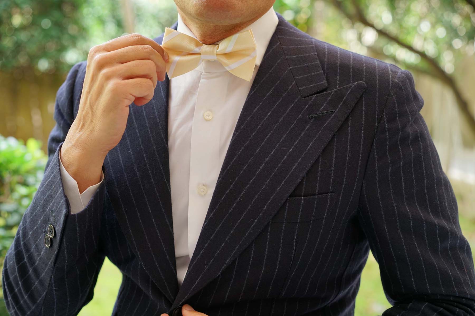 Champagne Stripe Bow Tie - Image 7